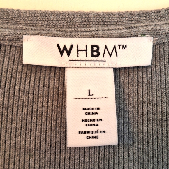 White House Black Market V-Neck Rib Knit Sweater Tank Shell Gray Large Stretchy - Picture 3 of 11